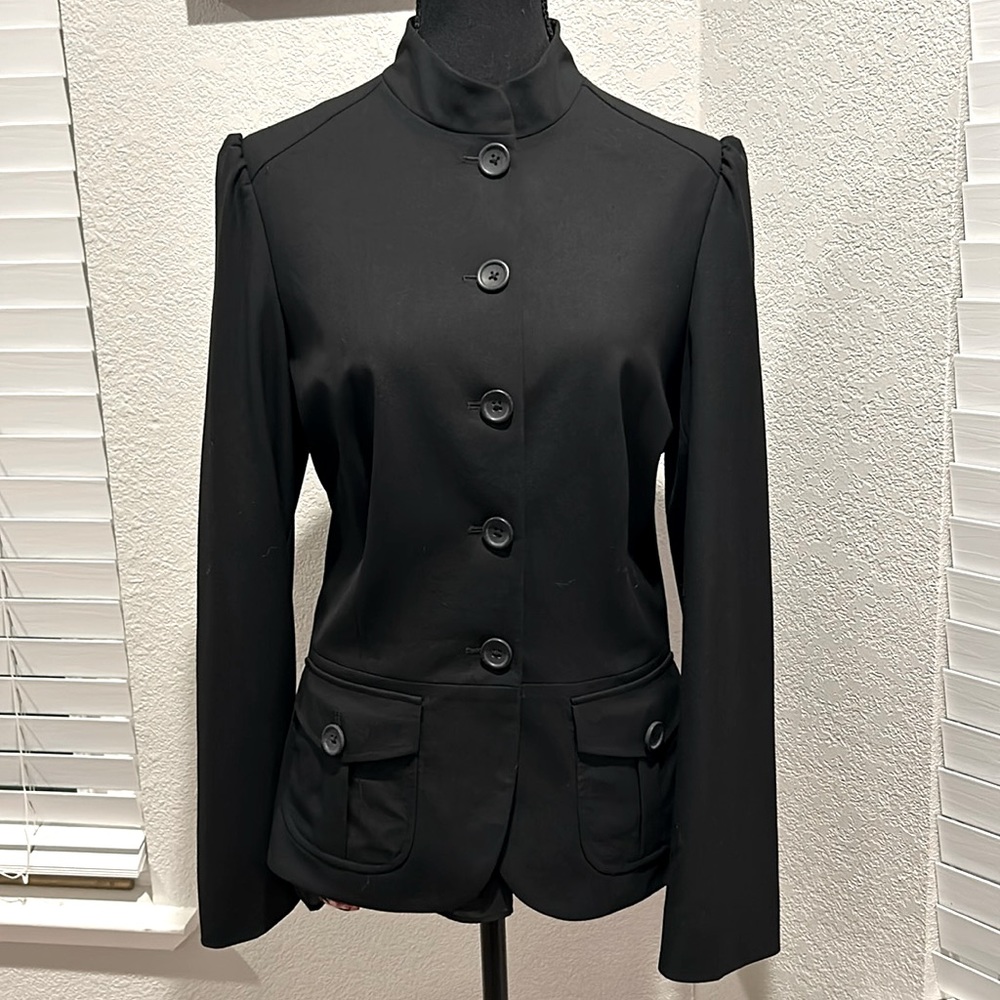 Banana Republic Black Mandarin-Collar Button Blazer